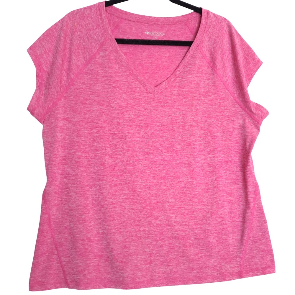 Ideology T Shirt Womens XL Pink Heather V Neck Short‎ Sleeve Athletic Training